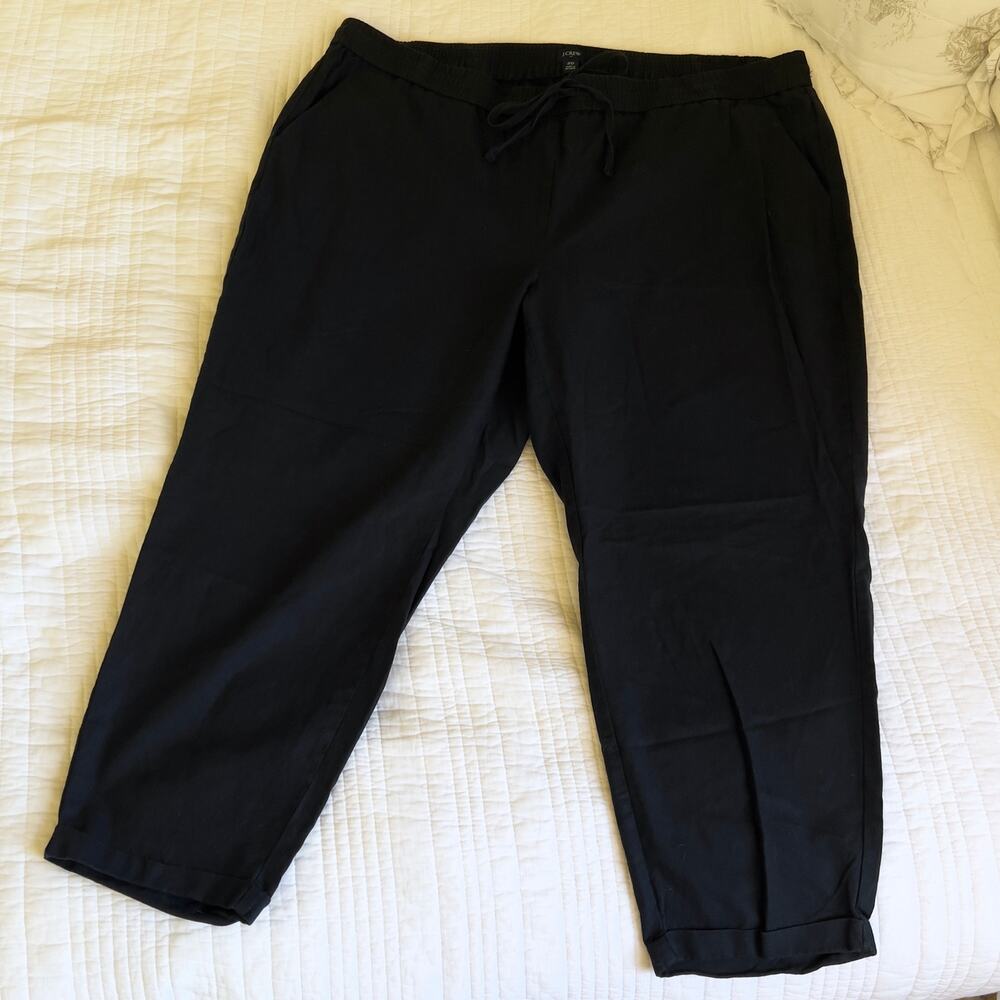 J.Crew Black Capris Women's Plus Size 20 Comfy Linen Pants